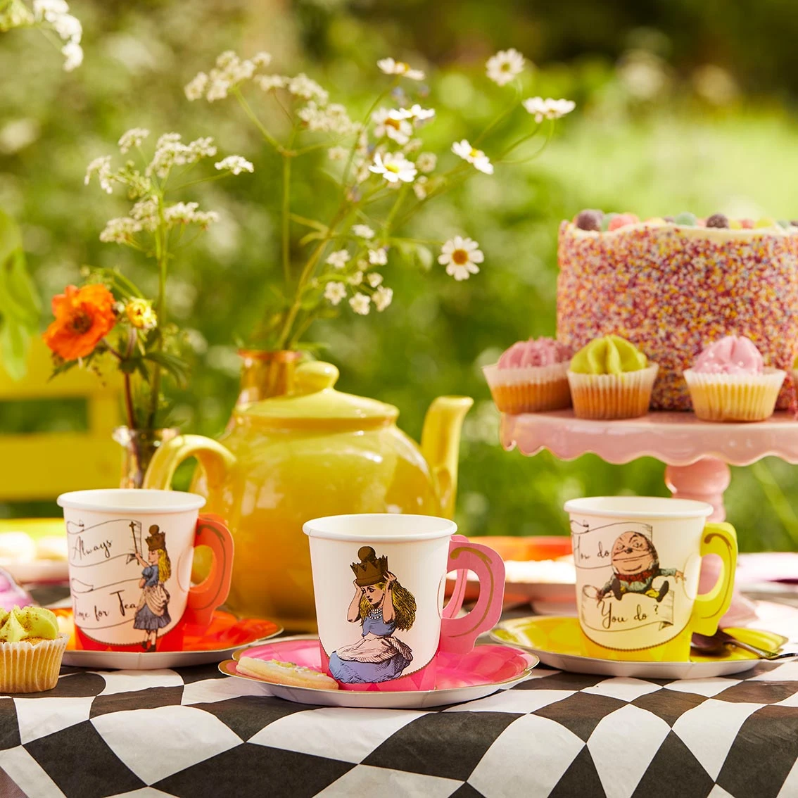 Alice In Wonderland Bright Tea Cup Set - 12 Pack 2 Alice In Wonderland Bright Tea Cup Set - 12 Pack - Image 2