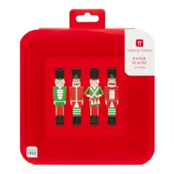 Red Nutcracker Square Paper Plates - 12 Pack 7 Red Nutcracker Square Paper Plates - 12 Pack -Perfect Party Store BC NUT PLATE 2