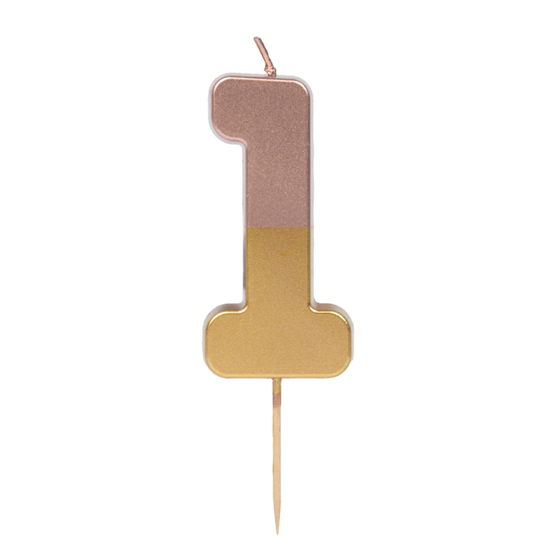 Rose Gold Dipped Number Candle - 1 1 Rose Gold Dipped Number Candle - 1