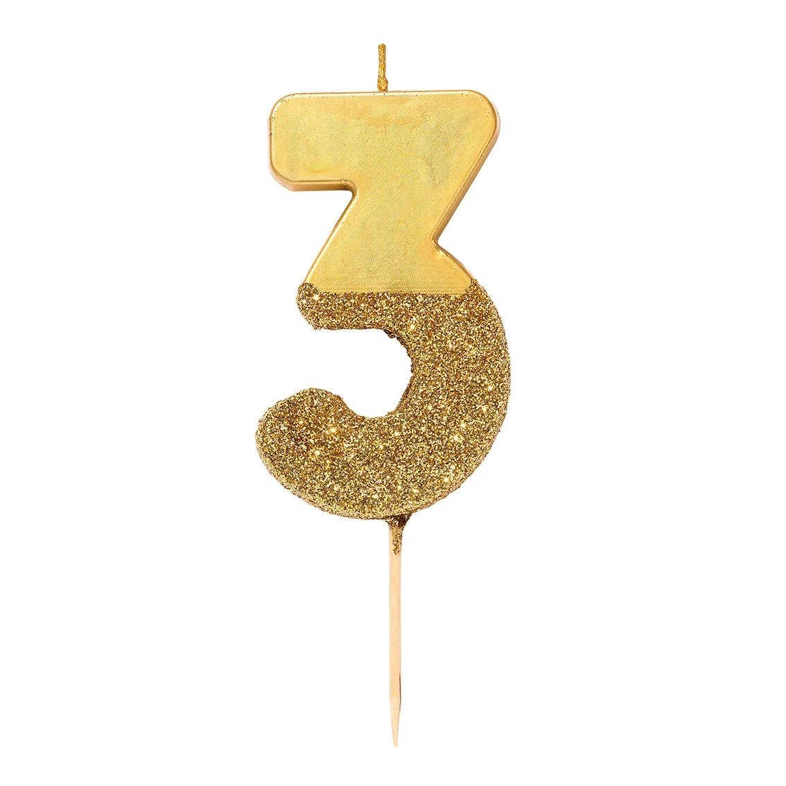 We Heart Birthdays Gold Glitter Number Candle 3 1 We Heart Birthdays Gold Glitter Number Candle 3