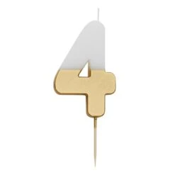 White & Gold Number Candle - 4