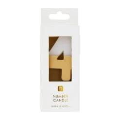 White & Gold Number Candle - 4 -Perfect Party Store BDAY CANDLE GLDV2 4 4f57f81f 47bb 41fc afaa f889469ad05f