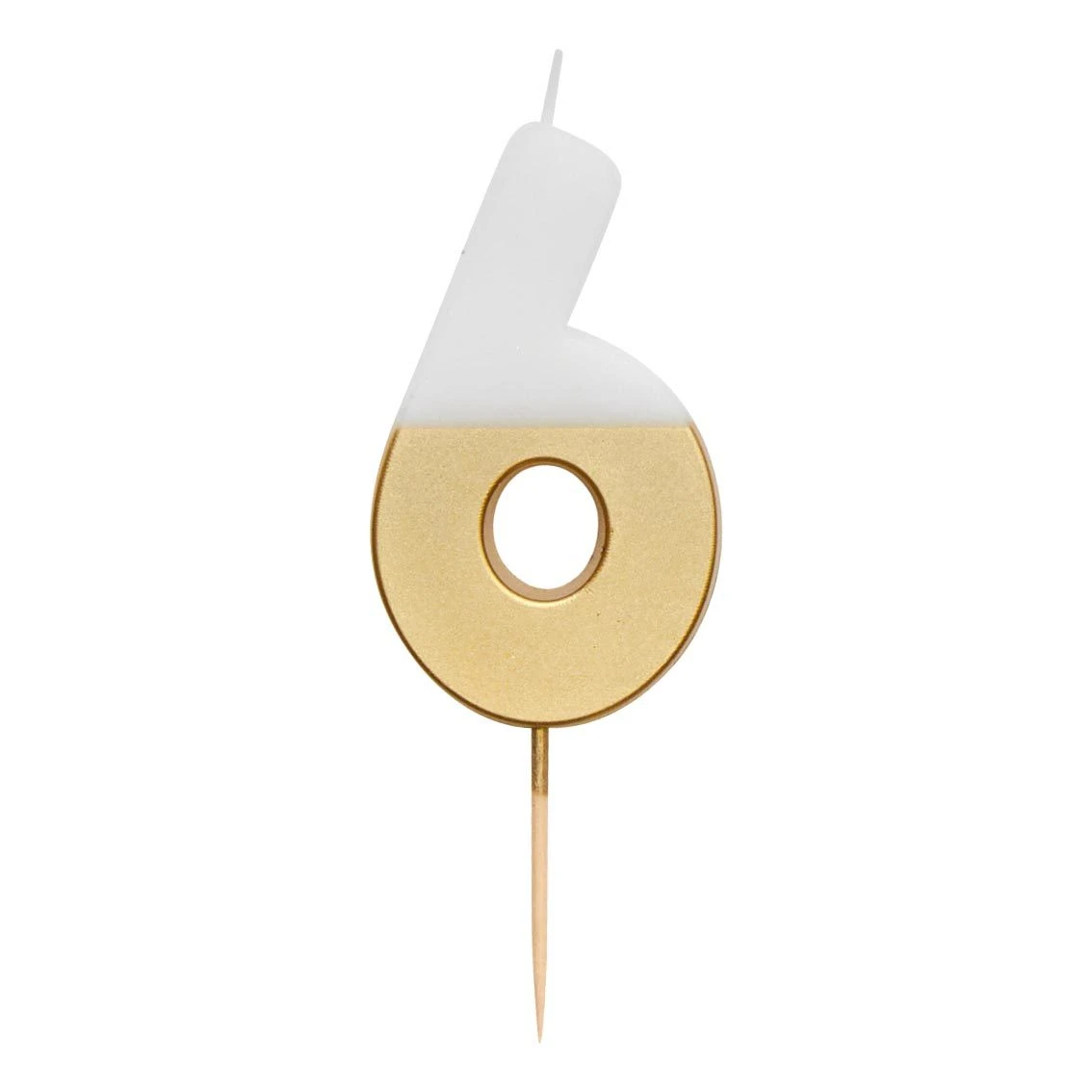 White & Gold Number Candle - 6 1 White & Gold Number Candle - 6