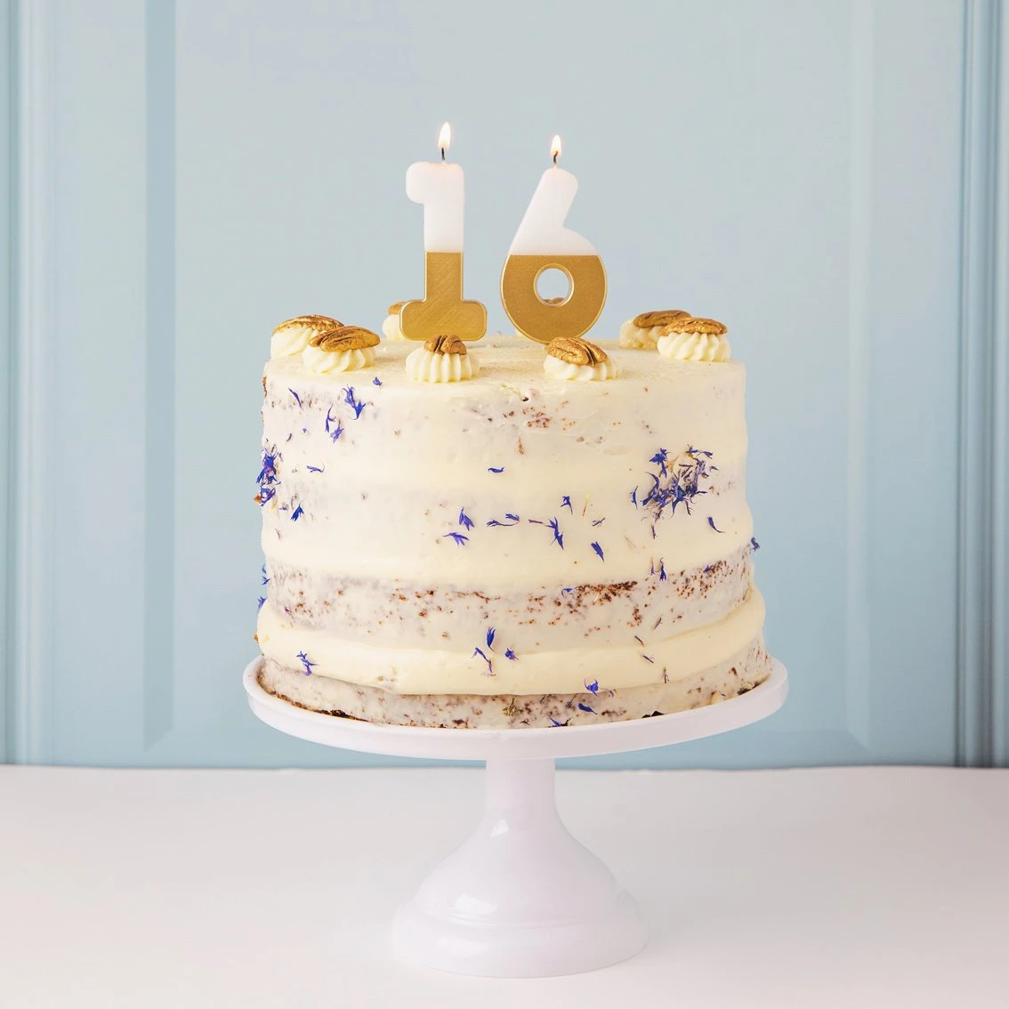 White & Gold Number Candle - 6 2 White & Gold Number Candle - 6 - Image 2