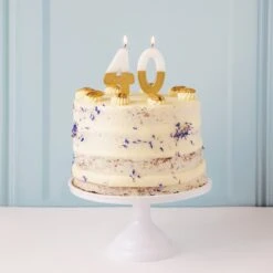 White & Gold Number Candle - 4 -Perfect Party Store BDAY CANDLE GLDV2 STR10 18f3be3c 18c0 4b3f 98ba 532138441439