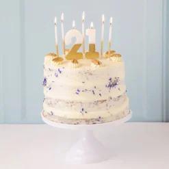 White & Gold Number Candle - 2 -Perfect Party Store BDAY CANDLE GLDV2 STR11 ec8c7689 c00a 40fc 9b53 674bfebd7622