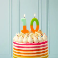 Orange And Green Birthday Number Candle - 0 -Perfect Party Store BDAY CANDLE ORG 10 1225ea7d 59a7 4d46 951c d0d6cdd769af