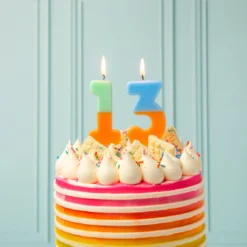Orange And Mint Green Birthday Number Candle - 1 -Perfect Party Store BDAY CANDLE ORG 13