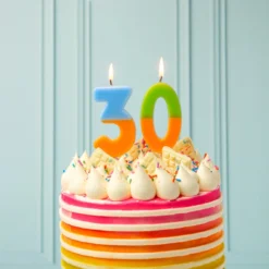 Orange And Light Blue Birthday Number Candle - 3 -Perfect Party Store BDAY CANDLE ORG 30 b43257f4 c49f 470c 92b2 4585210e33e9