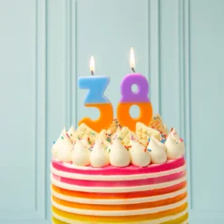 Orange And Light Blue Birthday Number Candle - 3 -Perfect Party Store BDAY CANDLE ORG 38