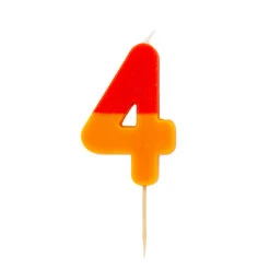 Orange And Red Birthday Number Candle - 4