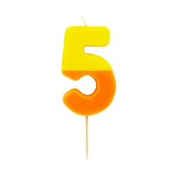 Orange And Yellow Birthday Number Candle - 5