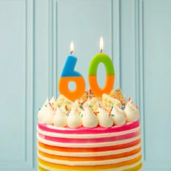 Orange And Green Birthday Number Candle - 0 -Perfect Party Store BDAY CANDLE ORG 60 beee78a1 8bf2 4443 8aca 4613e5262019