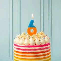 Orange And Dark Blue Birthday Number Candle - 6 -Perfect Party Store BDAY CANDLE ORG 6 d81616e3 328a 474a b2db acfcfa208f8e