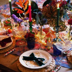 Navy Glass Candlestick Holder 9 Navy Glass Candlestick Holder -Perfect Party Store BOHO CHRISTMAS 02