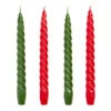Red And Green Spiral Candles - 4 Pack