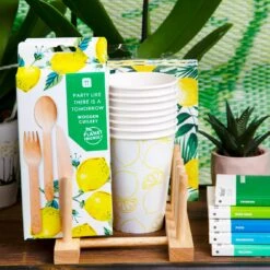 Recyclable Lemon Paper Cups - 8 Pack -Perfect Party Store BOHO CUP LEM L 04 9fc93ddf d882 4303 b389 081db07deda8