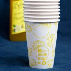 Recyclable Lemon Paper Cups - 8 Pack -Perfect Party Store BOHO CUP LEM L 05