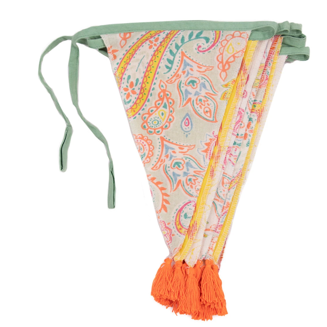 Orange & Pink Paisley Fabric Bunting - 3m 1 Orange & Pink Paisley Fabric Bunting - 3m