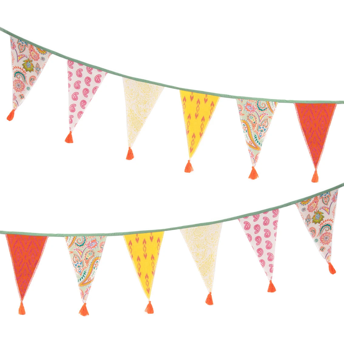 Orange & Pink Paisley Fabric Bunting - 3m 5 Orange & Pink Paisley Fabric Bunting - 3m - Image 5