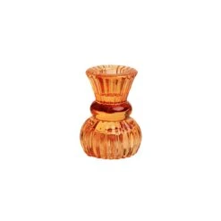 Orange Glass Candle Holder - Small