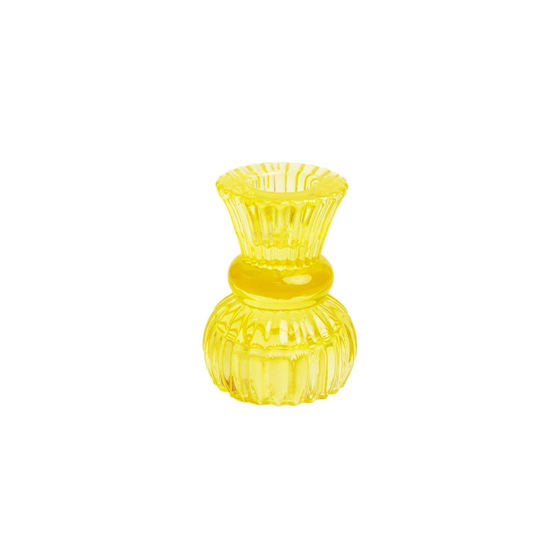 Yellow Glass Candle Holder - Small 1 Yellow Glass Candle Holder - Small