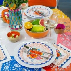 Blue & Orange Floral Paper Plates - 12 Pack 5 Blue & Orange Floral Paper Plates - 12 Pack -Perfect Party Store BOHOV2 PLTE FLORALV2 02