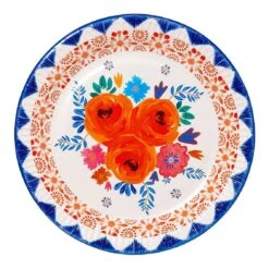 Blue & Orange Floral Paper Plates - 12 Pack