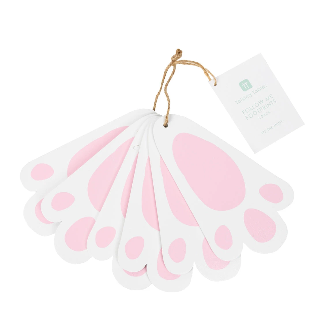 Pink & White Wooden Bunny Footprint Decorations - 6 Pack 1 Pink & White Wooden Bunny Footprint Decorations - 6 Pack