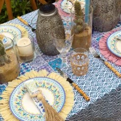 Moroccan Souk Tile Blue Table Runner - 2m -Perfect Party Store CLARE S SOUK TABLE 01