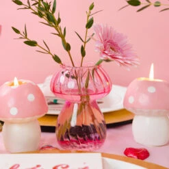 Pink Mushroom Glass Candle Holder & Bud Vase -Perfect Party Store CSHOP HOLD MUSH PNK 01 9e079157 368c 453d 80e7 00b83ffd9cff
