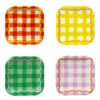 Colourful Gingham Square Paper Plates - 12 Pack