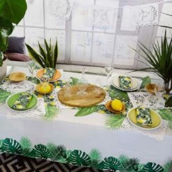 Tropical Fiesta Palm Leaf Table Cover -Perfect Party Store FIESTA LEMON PALM 01 WEB a7096835 90c3 4107 b53f b3bce3431880
