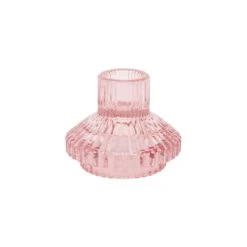 Geometric Small Pink Glass Candle Holder