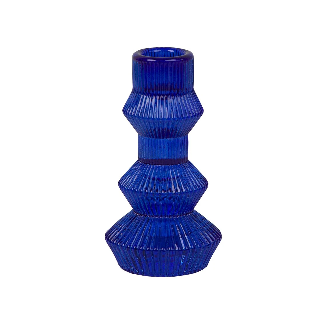 Geometric Cobalt Blue Glass Candlestick Holder 1 Geometric Cobalt Blue Glass Candlestick Holder