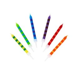 Birthday Striped Multi-Coloured Candles - 24 Pack