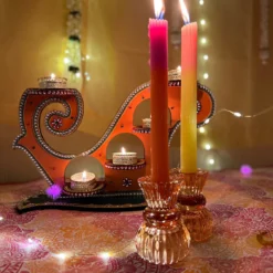 Orange Glass Candle Holder - Small -Perfect Party Store IMG 2884