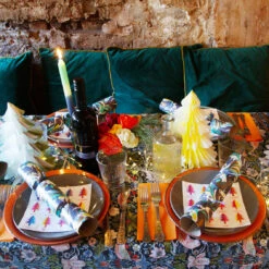 Blue & Yellow Ombre Paper Honeycomb Tree Decorations - 3 Pack -Perfect Party Store LITTLE ORANGE DOOR XMAS TABLE 03