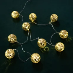Gold Disco Balls String Lights - 1.6m -Perfect Party Store LUXE LIGHT DISCO GLD 02