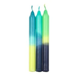 Ombre Blue, Yellow And Green Dinner Candles - 3 Pack -Perfect Party Store MARBLE CNDL 3TONE B 3 5c857e92 6432 4438 873a a0f3e598a0e8