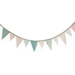 Sage And Pink Upcycled Fabric Bunting - 3m -Perfect Party Store MEADOW FABBUNT UP 3 1