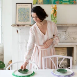 Lilac & Green Paper Raffia Placemats - 2 Pack -Perfect Party Store MELLOW PMAT RAF