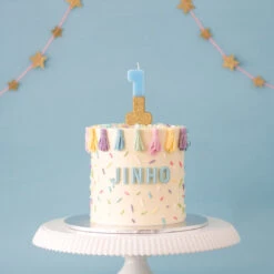 We Heart Birthday Glitter Number Candle Blue 1 -Perfect Party Store P5280071