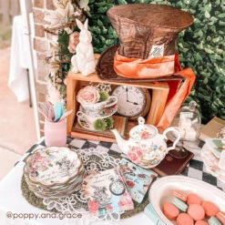 Alice In Wonderland Rabbit Floral Paper Napkin -Perfect Party Store POPPYANDGRACEIMAGES 01 a29823d3 5bec 4c67 b031 742c8547f3ea