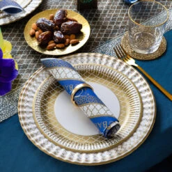 Gold & White Fabric Table Runner - 2m 10 Gold & White Fabric Table Runner - 2m -Perfect Party Store PPG EID 07