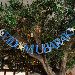 Navy & Gold Eid Mubarak Paper Garland -Perfect Party Store PPG GARLAND EID 01