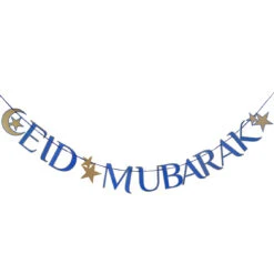 Navy & Gold Eid Mubarak Paper Garland -Perfect Party Store PPG GARLAND EID 3