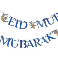 Navy & Gold Eid Mubarak Paper Garland -Perfect Party Store PPG GARLAND EID 4