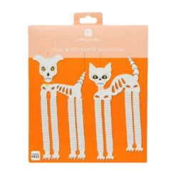 Halloween Skeleton Cat & Dog Paper Hanging Decorations - 2 Pack