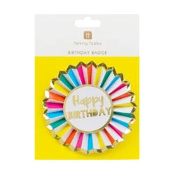Rainbow Brights Happy Birthday Badge -Perfect Party Store RAIN BADGE HB